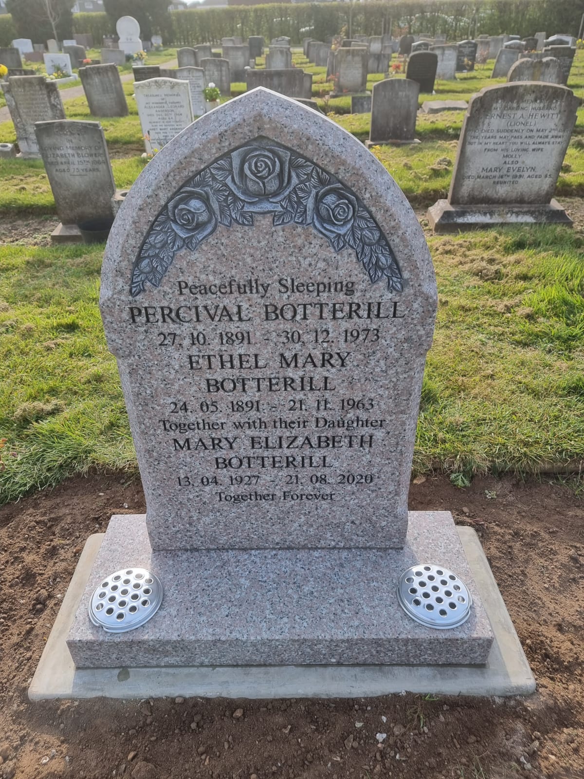 Gothic Headstone With Deep Carved Rose Design