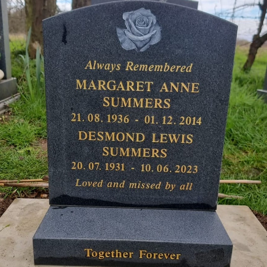 Round Top Headstone With Dove Design