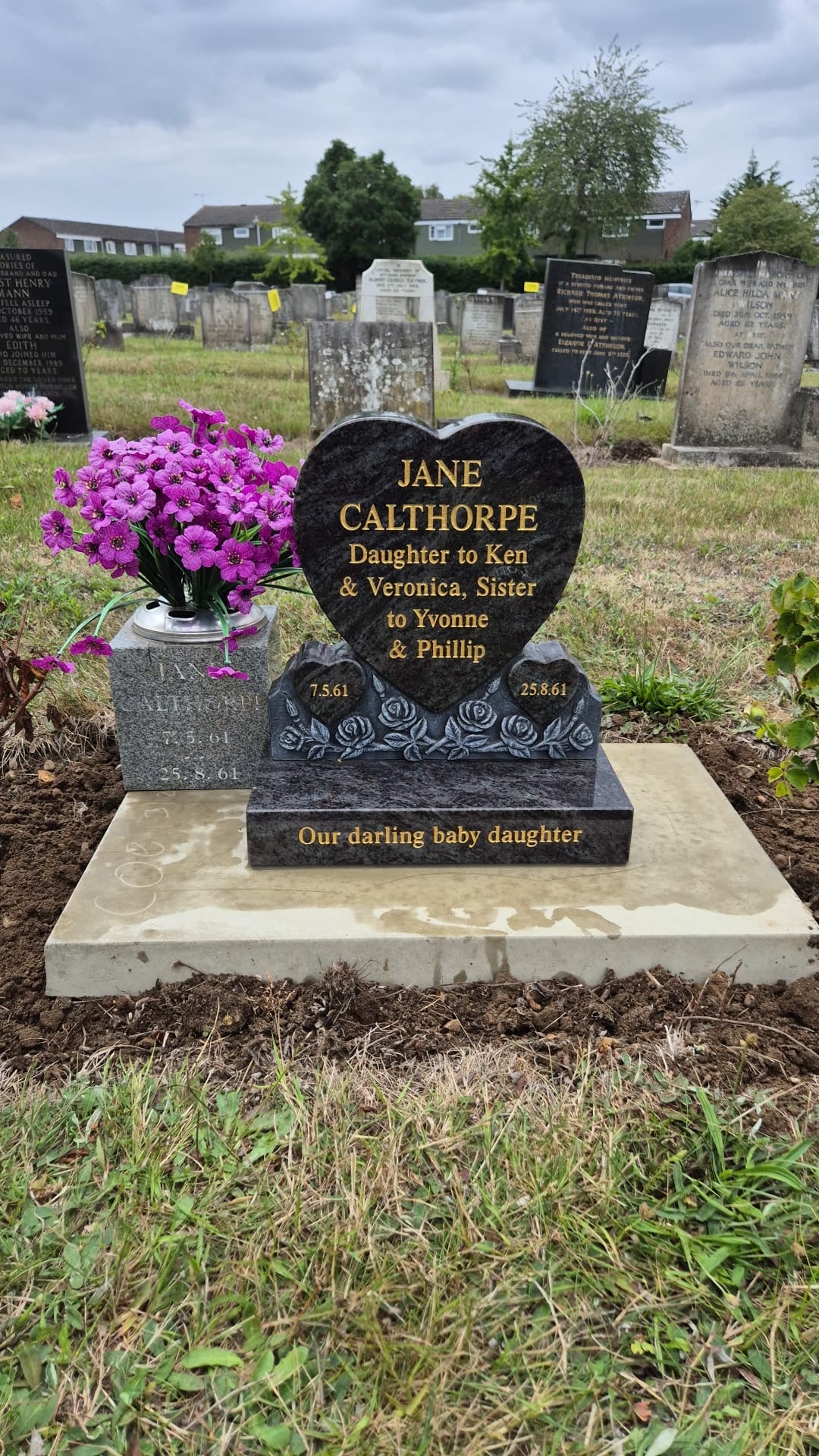 Heart Tablet Memorial With Side Vase