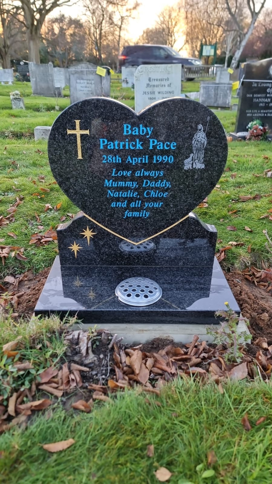 Heart Tablet Memorial With Side Vase