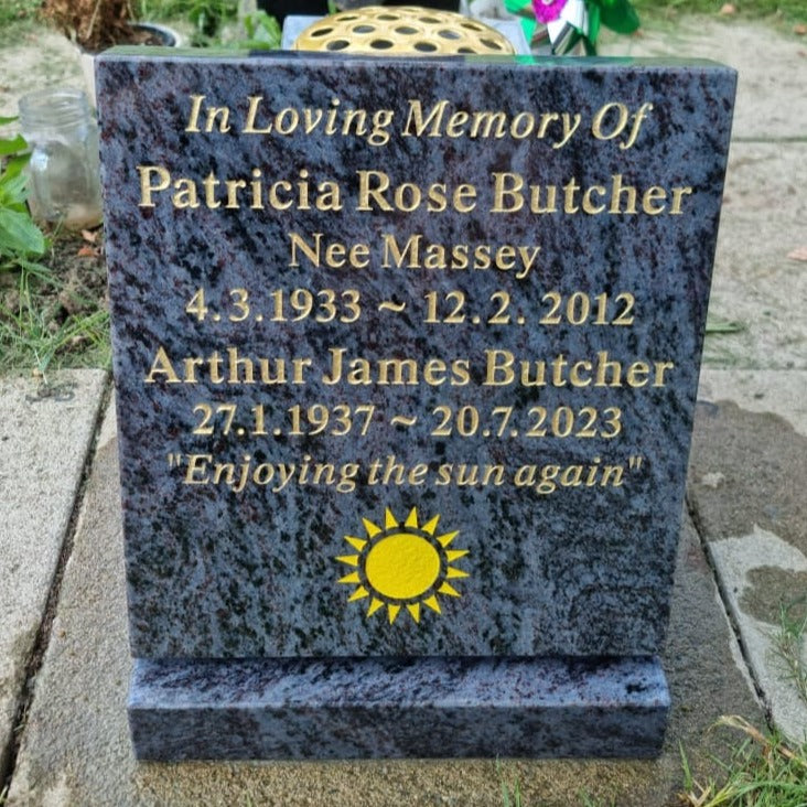 Book Shaped Memorial With Vase To Back
