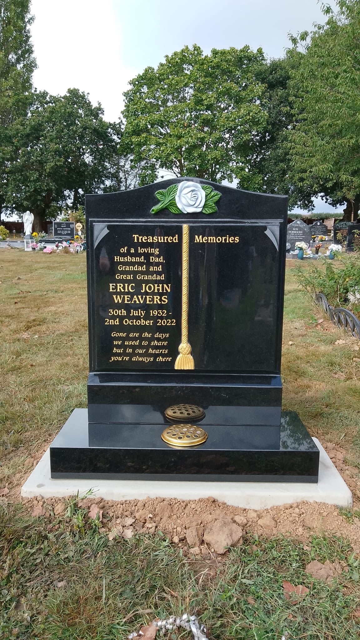Book Memorial With Carved Roses