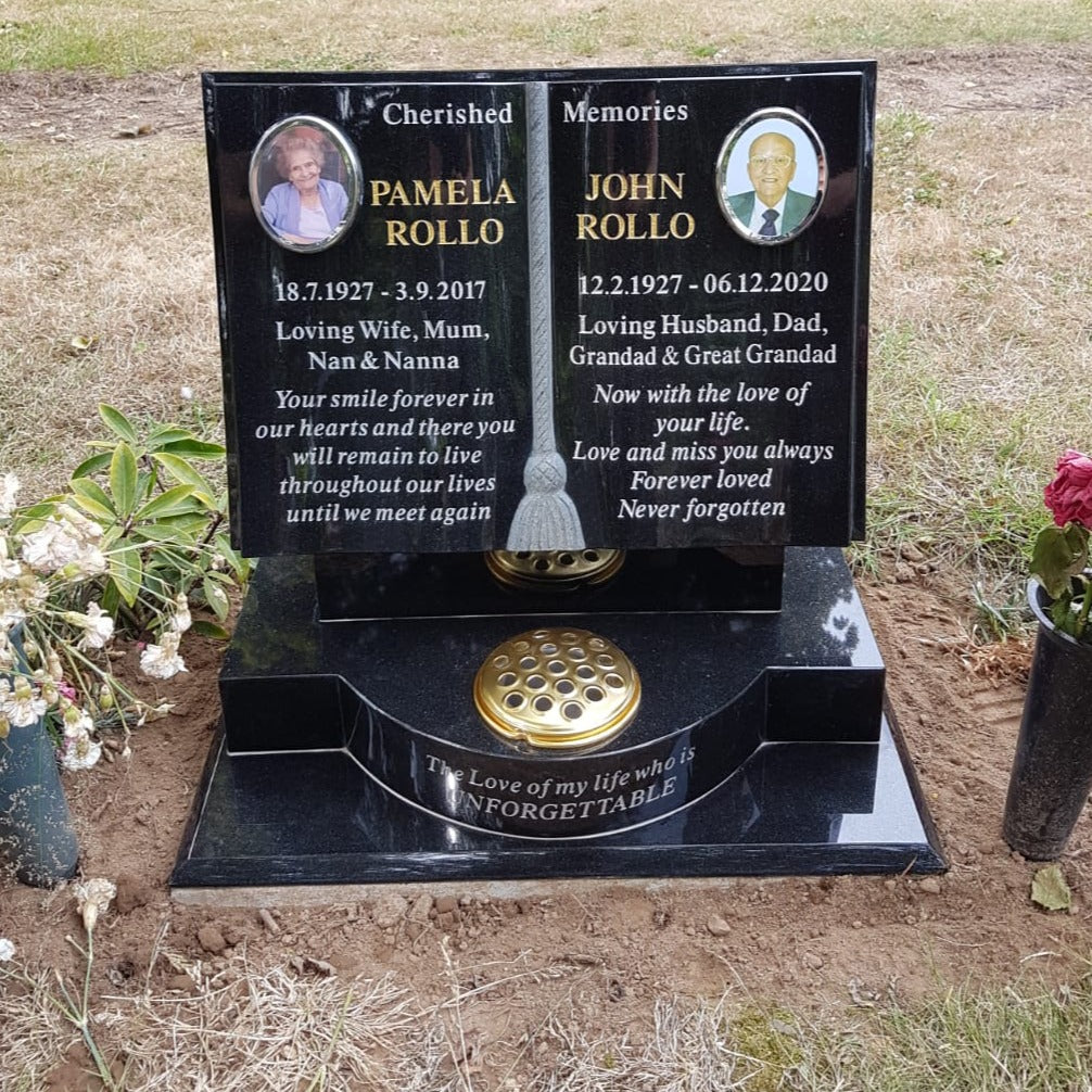 Book Headstone With Shaped Pages And Tassel
