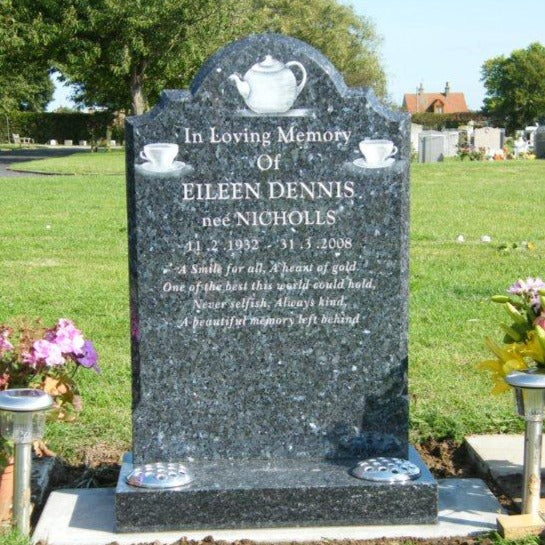 Chequered Shoulders Headstone With Pin Line Frame