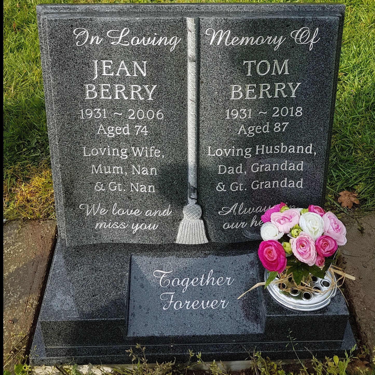 Book Headstone With Shaped Pages And Tassel