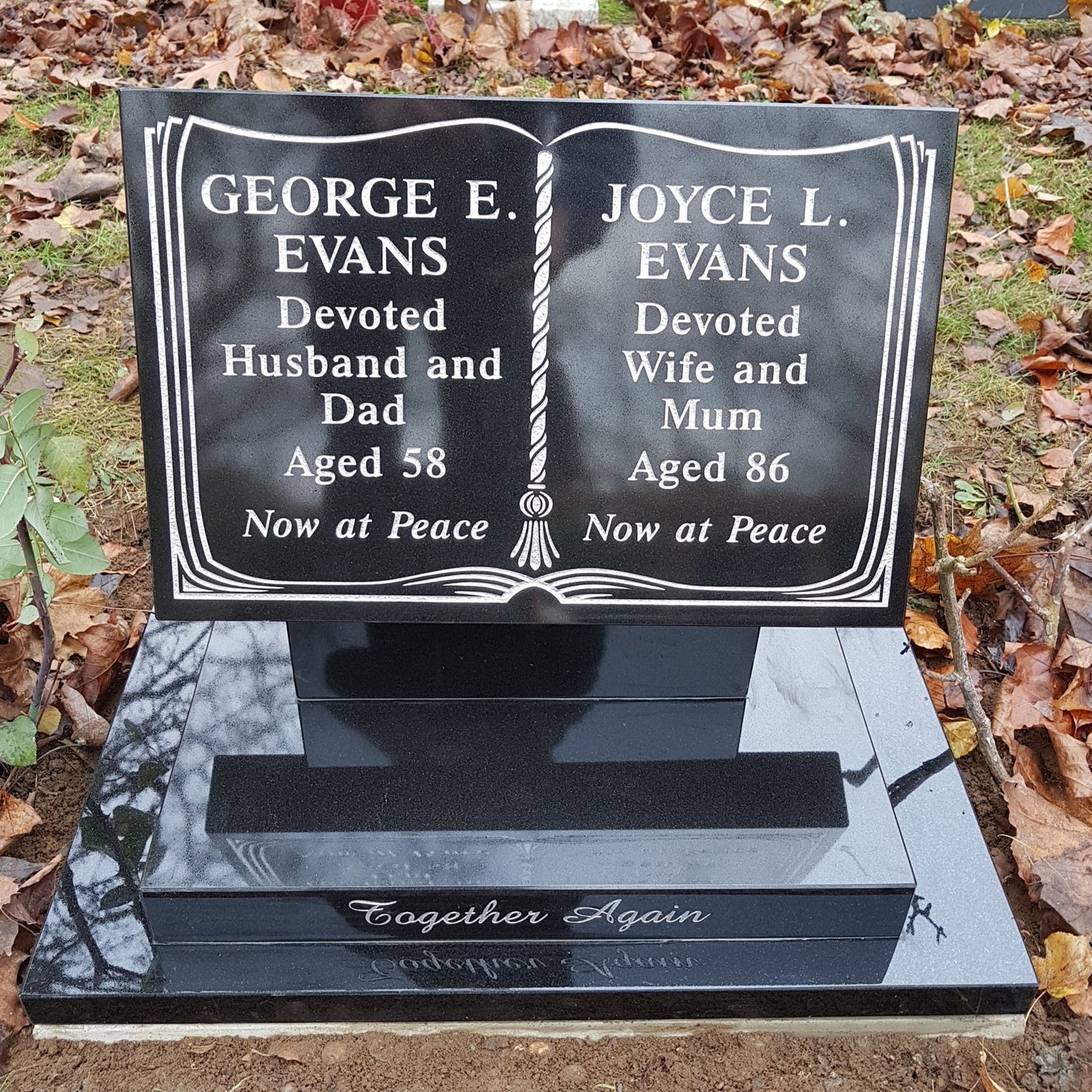 Book Headstone With Shaped Pages And Tassel