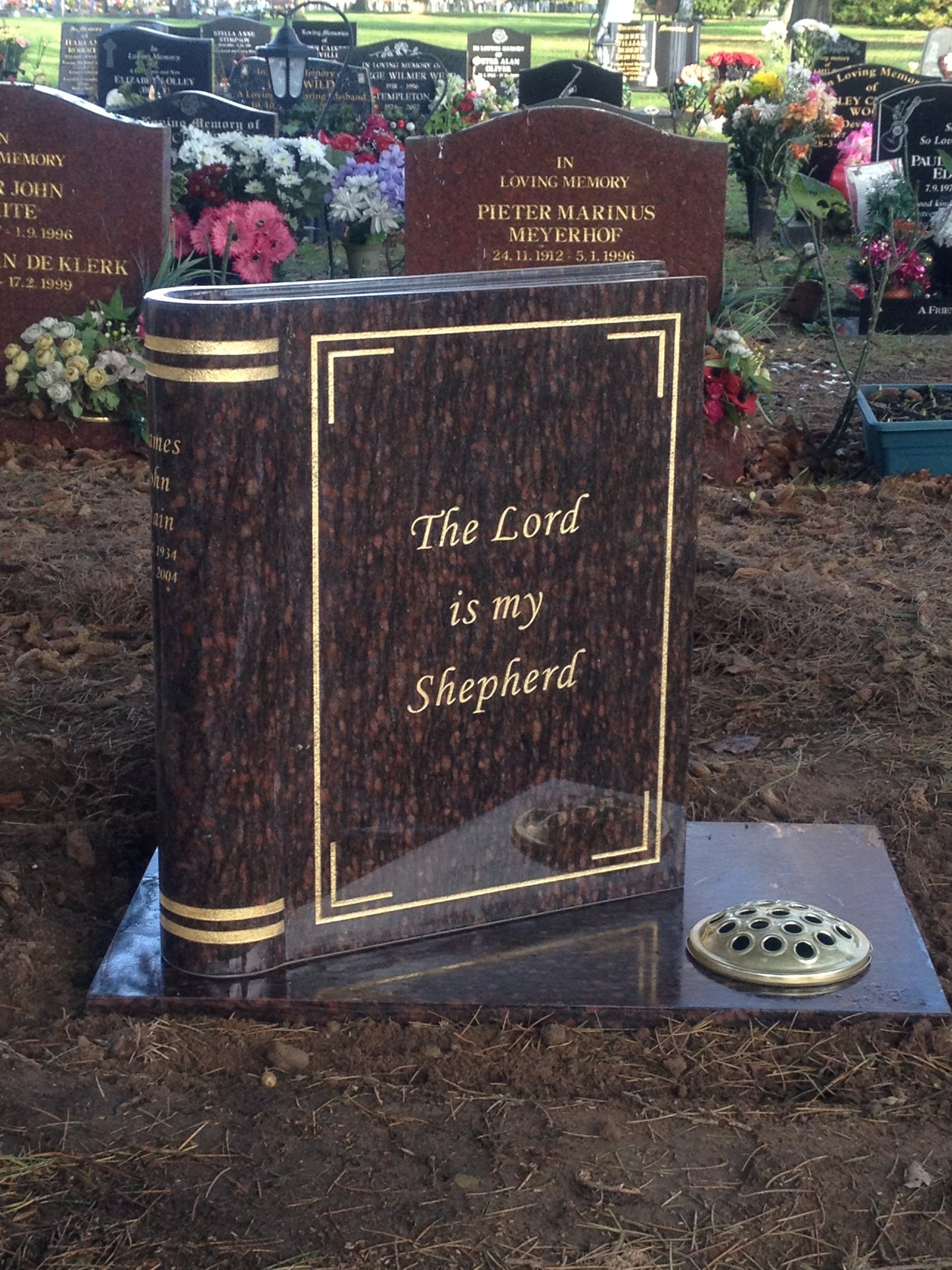 Closed Book With Spine Headstone Memorial