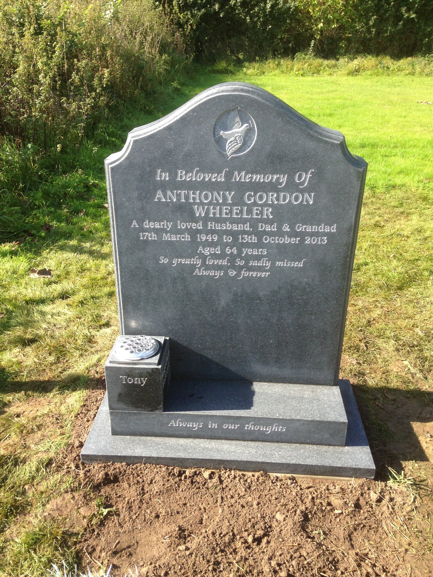 Deep Ogee Headstone With Carved Dove