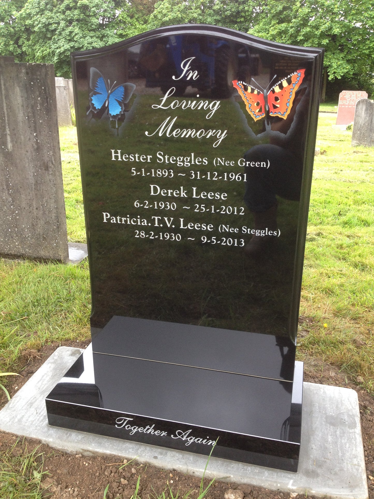 Ogee shaped headstone with a stopped moulded edge