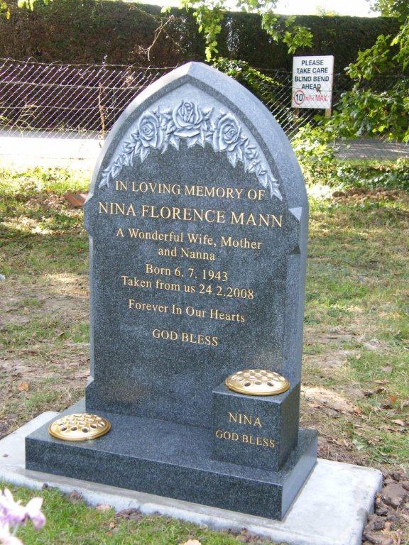 Gothic Headstone With Deep Carved Rose Design