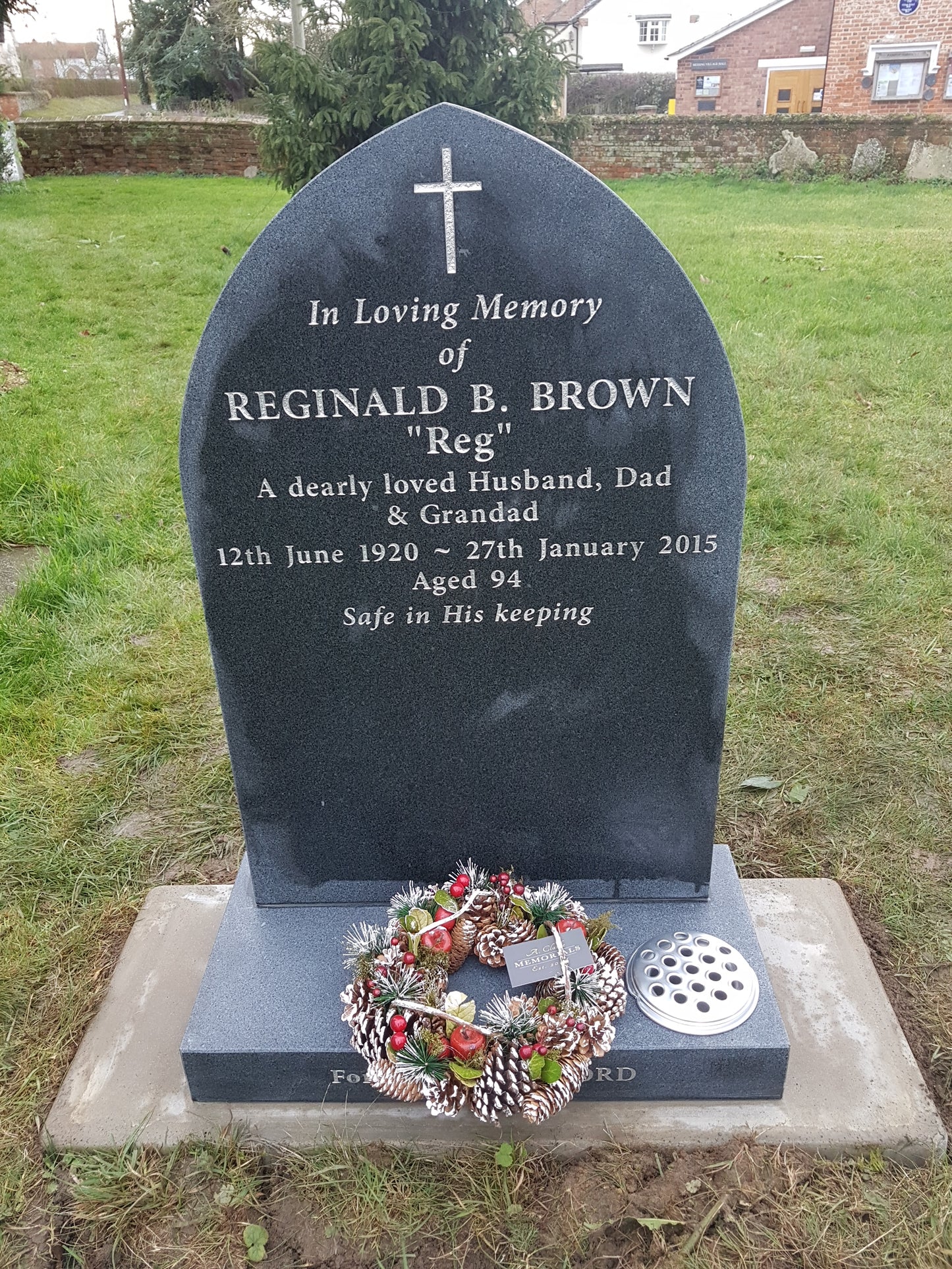 Gothic shape memorial with hand carving