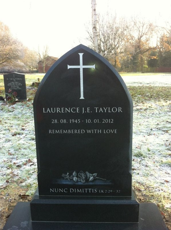 Gothic shape memorial with hand carving