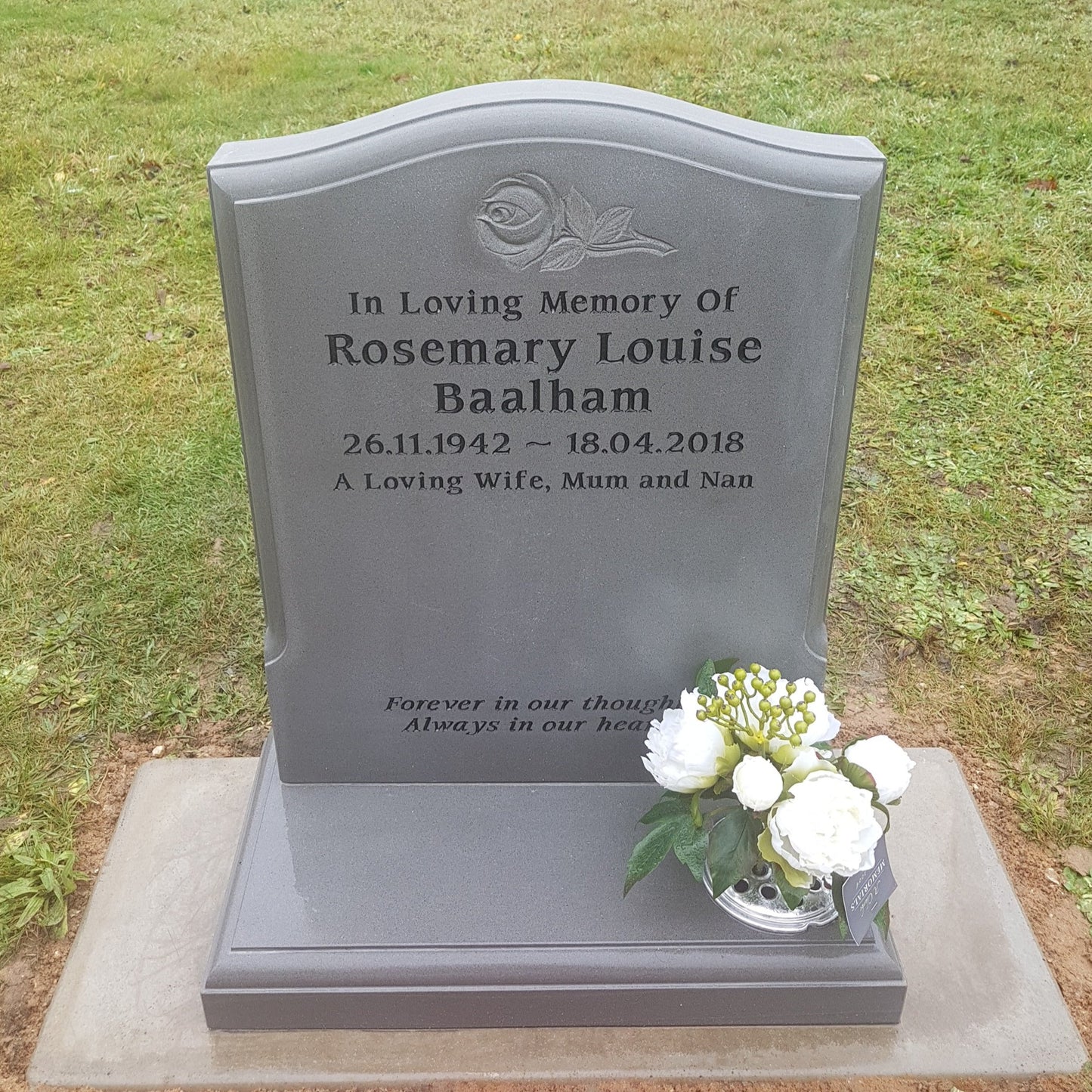 Ogee shaped headstone with a stopped moulded edge