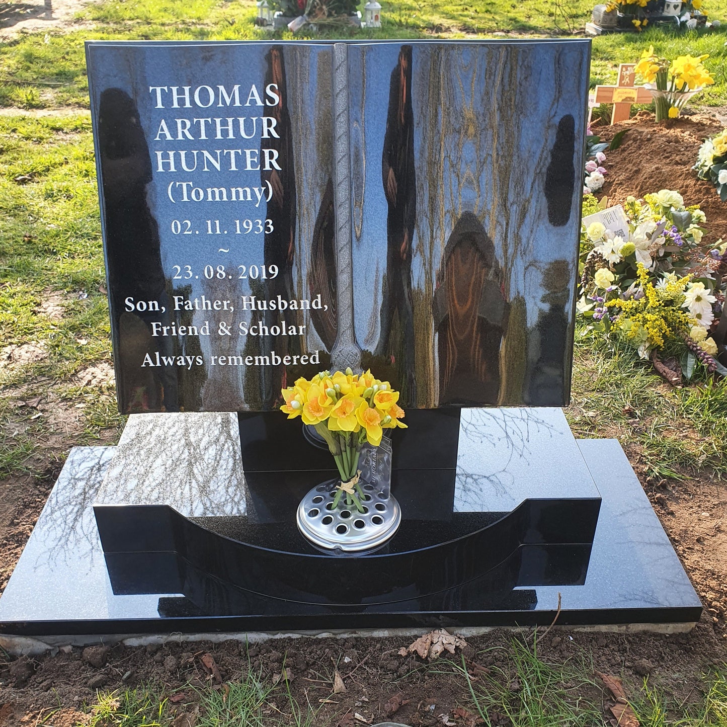 Book Memorial With Thick Stepped Pages And Splay To Base For Extra Lettering