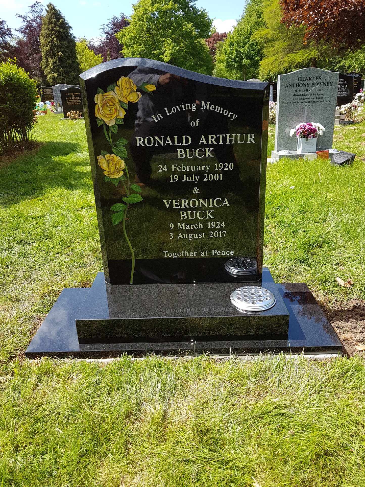 Half Ogee Headstone With Rose Design