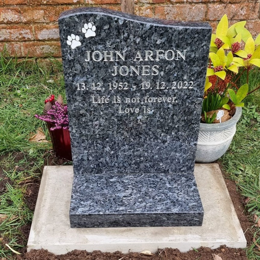 Half Ogee Headstone With Rose Design