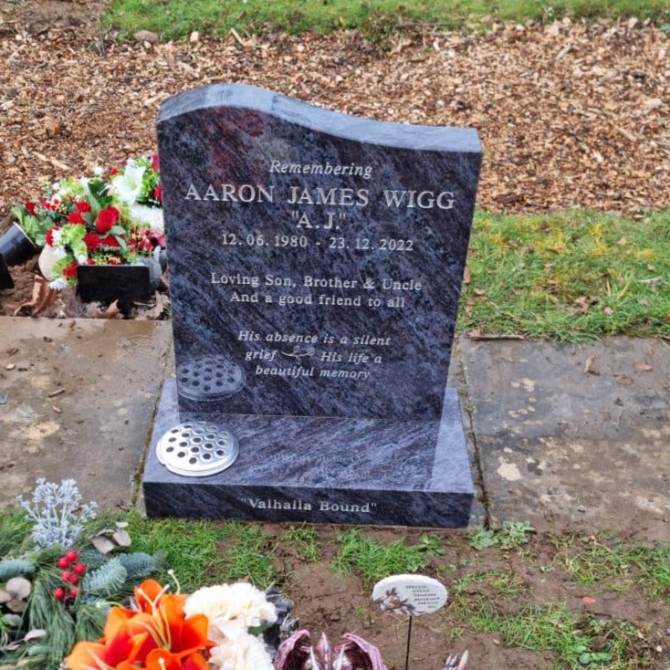 Half Ogee Headstone With Rose Design