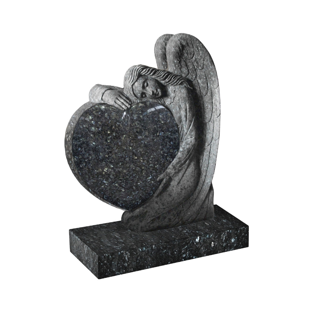 Heart memorial with beautiful carved angel