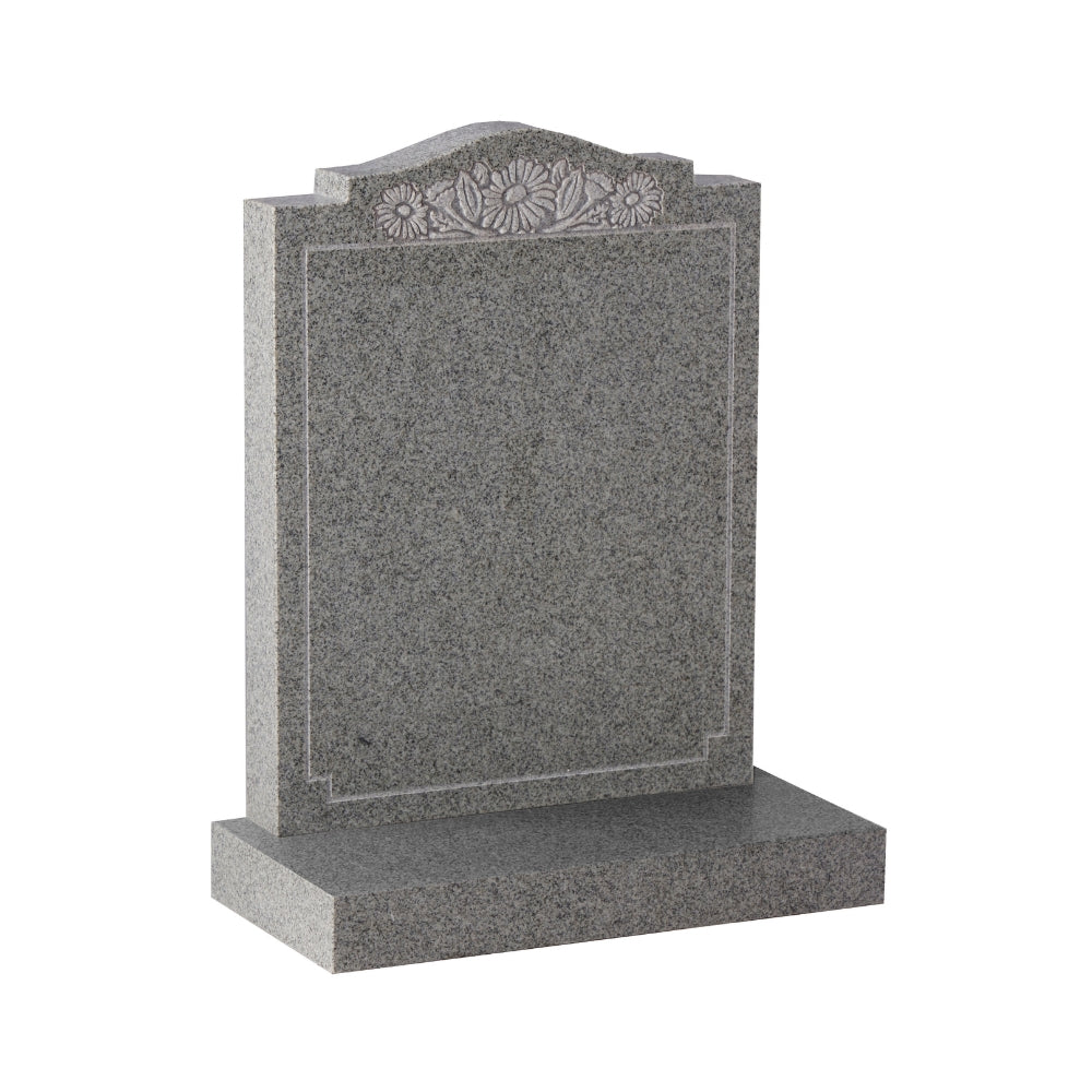 Ogee memorial with check shoulders and floral carving