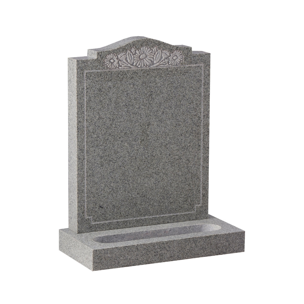 Ogee memorial with check shoulders and floral carving
