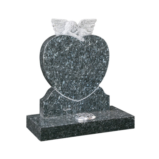 Carved Angel Leaning Over Heart Shaped Memorial