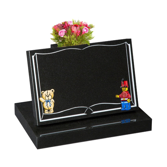Book Shaped Memorial With Vase To Back