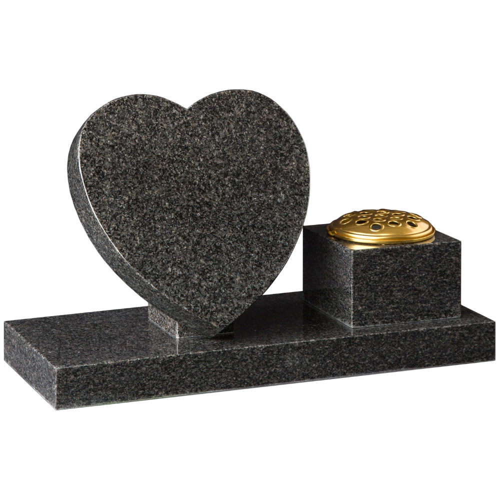 Heart Tablet Memorial With Side Vase