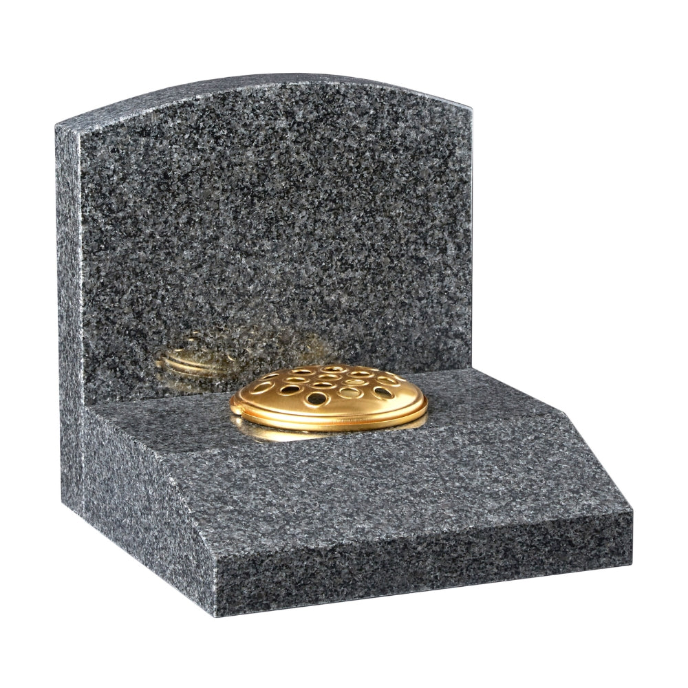 Oval Top Headstone Behind Desk Tablet