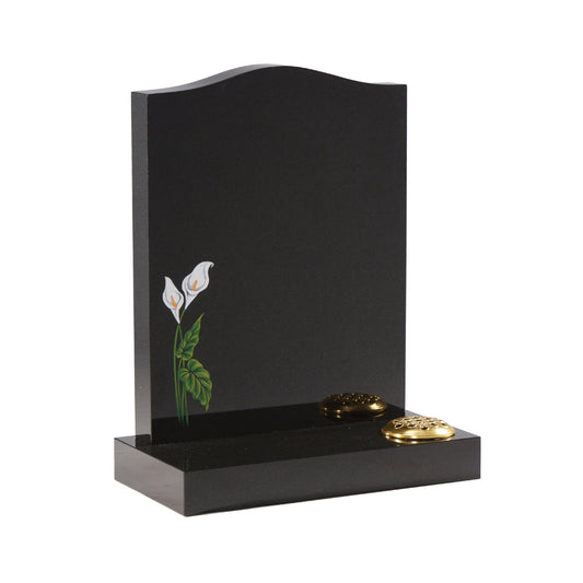 Ogee Top Headstone With Painted Lily