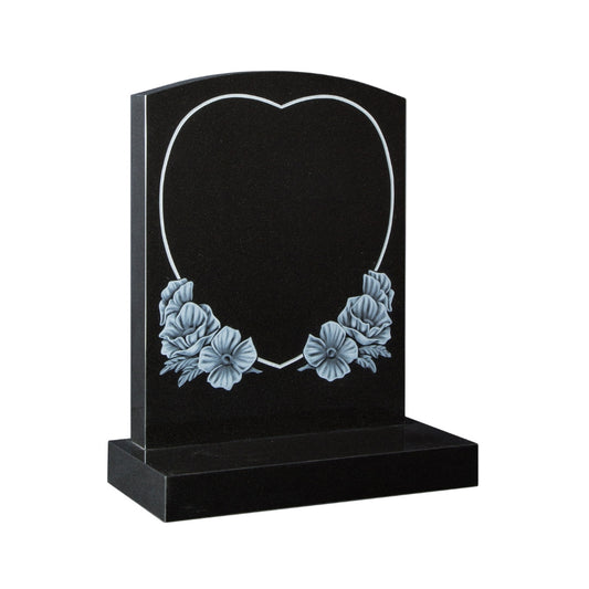 Oval top memorial with Heart & rose design