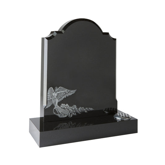 Headstone With Chamfered Edges And Angel Design