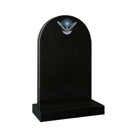 Round Top Headstone With Dove Design