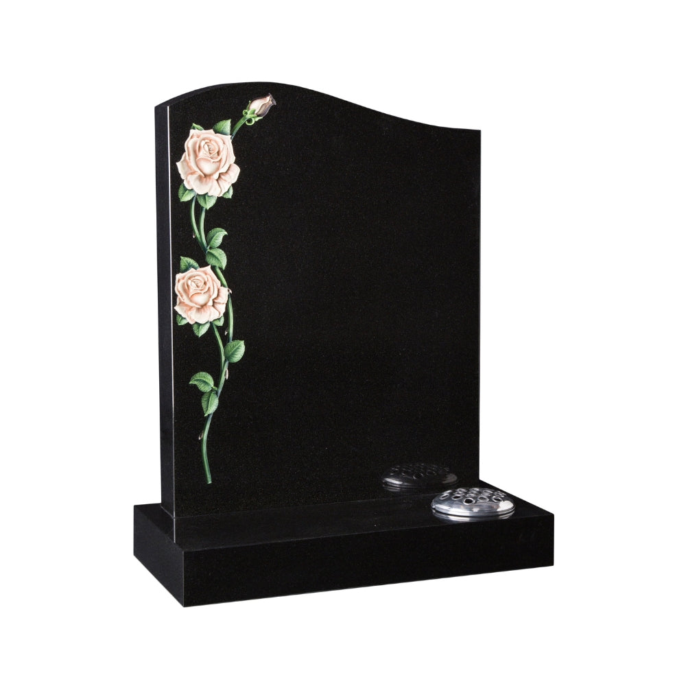 Half Ogee Headstone With Rose Design