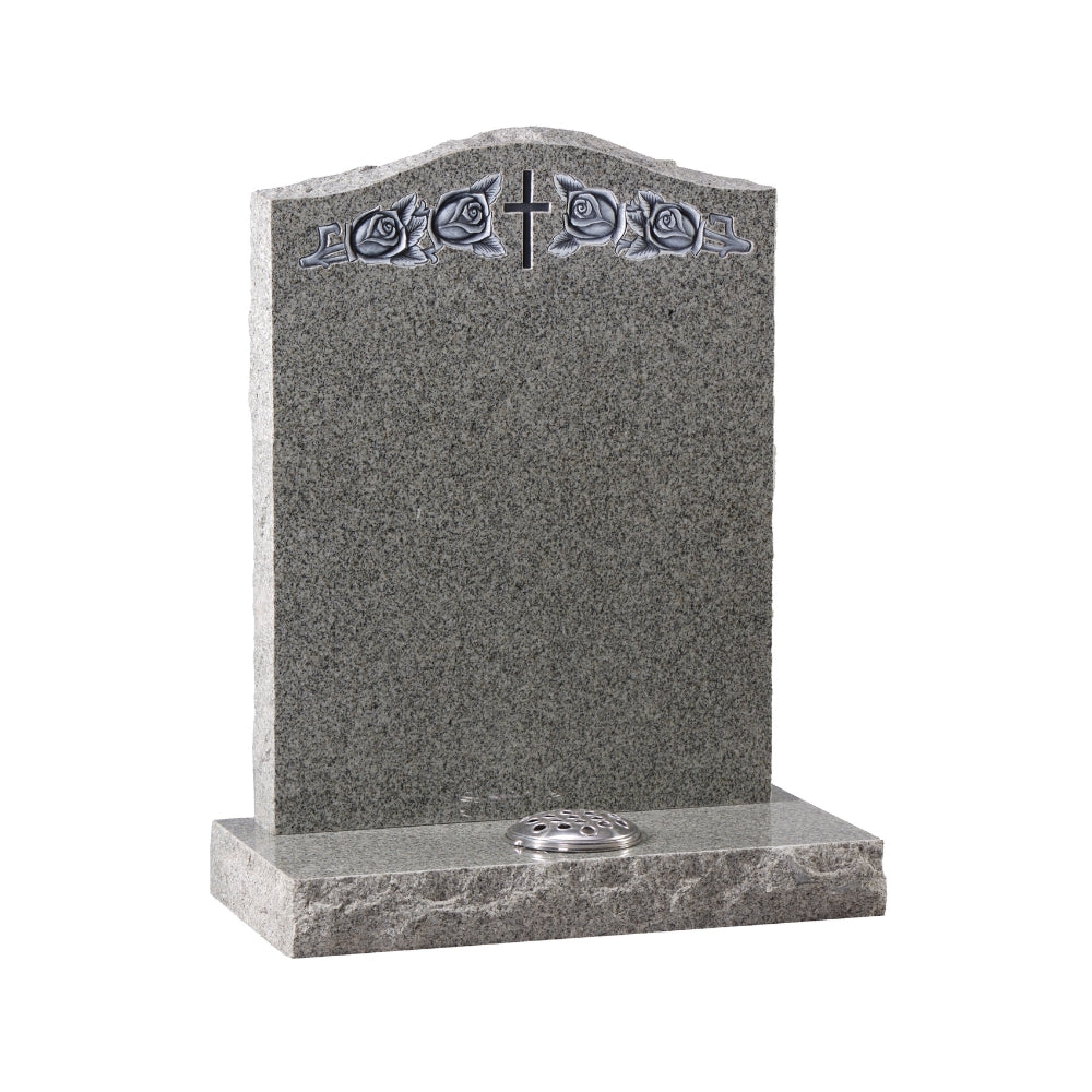 Ogee Headstone With Carved Cross & Roses