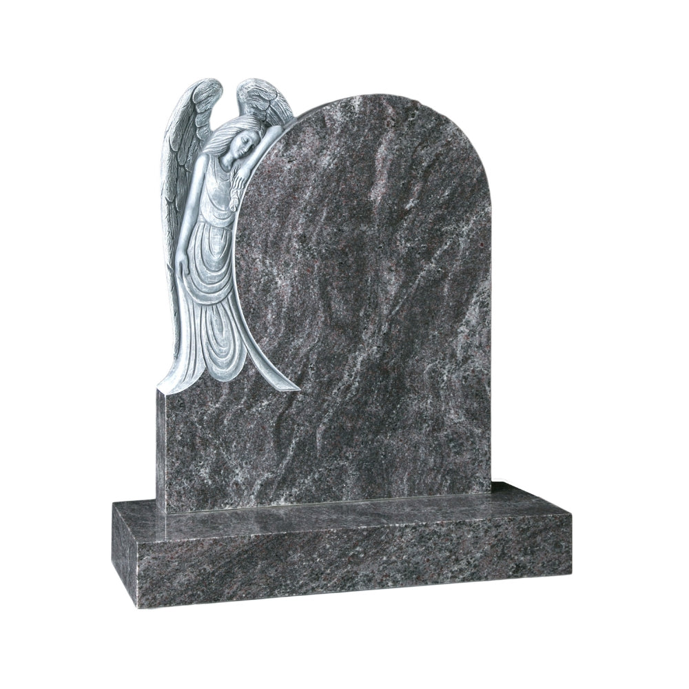 Rounded Headstone With Mourning Angel