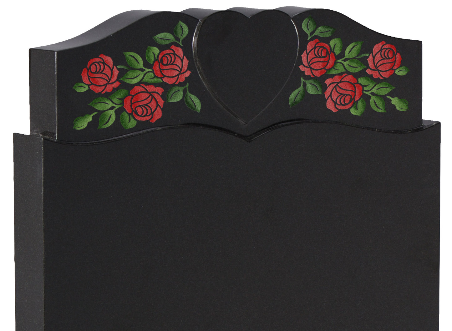 Oval top with cheeks, carved heart and painted roses