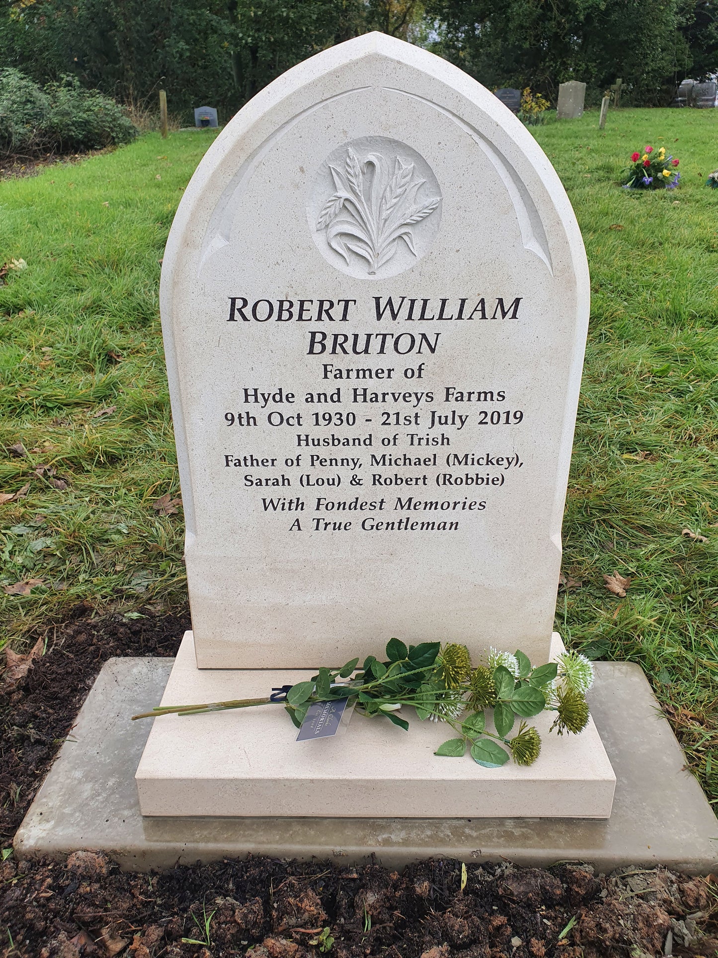 Gothic shape memorial with hand carving