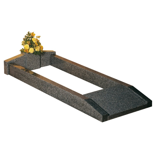 Kerb set with vase at head end and tablet at foot for lettering