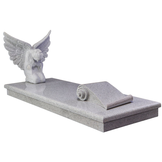 Hand Carved Angel Kerb Set With Cover Slab And Scroll For Inscription