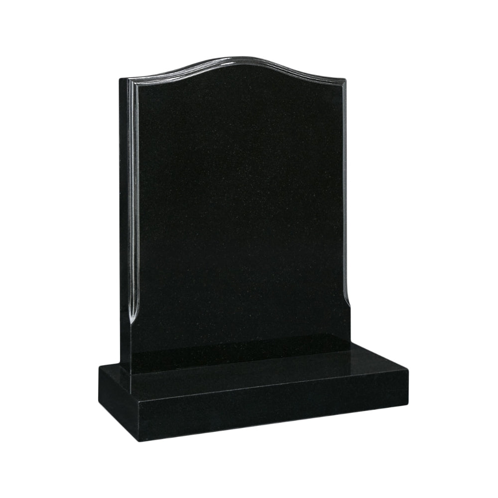 Ogee shaped memorial with moulded edge to headstone