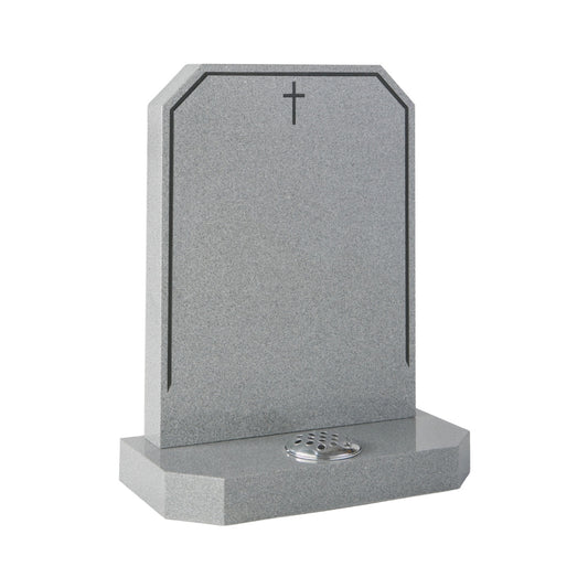 Square top memorial with optional pin line and cross