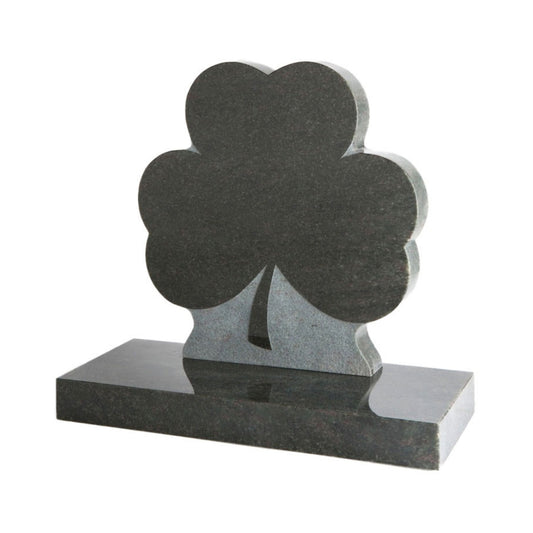 Shamrock memorial with square base.